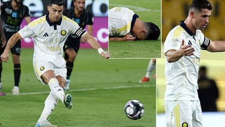 Cristiano Ronaldo fluffs his lines with woeful penalty for Al-Nassr as he endures a frustrating night in front of goal... before finally scoring from the spot in stoppage time