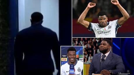 Denzel Dumfries hilariously roasts Micah Richards after Inter Milan's 3-3 draw with Barcelona - prompting the ex-Man City player to LEAVE the studio!
