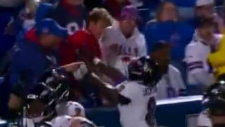 Lamar Jackson shoves Buffalo Bills fan as touchdown celebration turns ugly