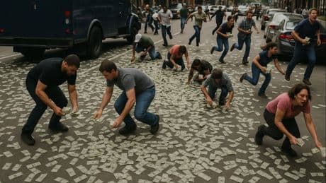 Kamyondan düşen 300 bin dolar yola saçıldı! Parayı toplayanlar kaçtı