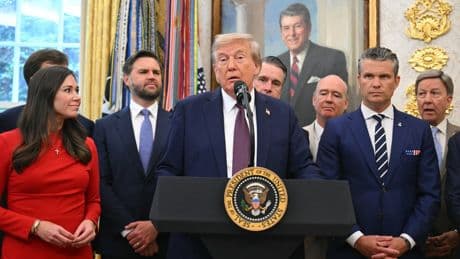 Trump blames the ‘so fake’ media for health rumors - but still sports a bruised hand in first appearance in days