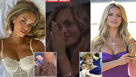 Mick Schumacher's model ex jets in to New York to watch Jannik Sinner's US Open final semi-final win - after Sports Illustrated model Brooks Nader had hinted SHE was dating him too