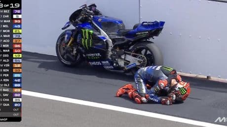 Quartararo acabó hundido y siendo protagonista de la imagen del día de MotoGP: "Como algo tan pequeño te destruye el GP"