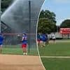 Fire captain floods baseball team's field in fit of rage after their ball struck his pick-up truck