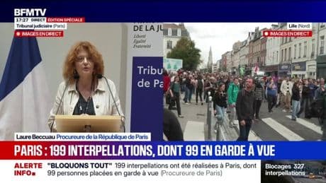 "Nous avons connaissance de 199 interpellations", déclare Laure Beccuau, procureure de Paris