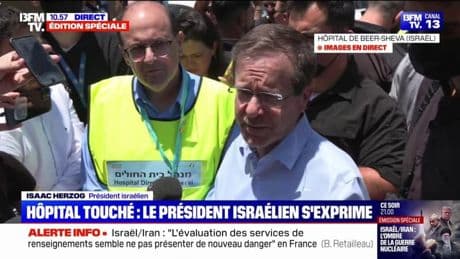 Hôpital frappé par un missile iranien: "Par miracle, personne n'a été touché", affirme Isaac Herzog, président israélien