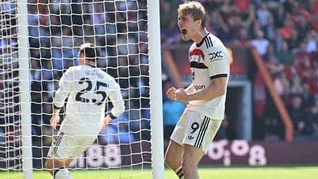 Bournemouth 1-1 Man United: Rasmus Hojlund nets 96th minute equaliser to rescue a point for Ruben Amorim's men against 10-man Cherries