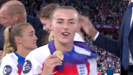 Lionesses fans spot hilarious X-rated comment Chloe Kelly shouts after collecting medal