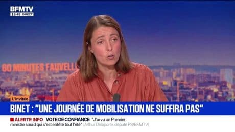 Vote de confiance du 8 septembre: "Ce qui est très important c'est que les choses partent d'en bas" affirme Sophie Binet secrétaire générale de la CGT