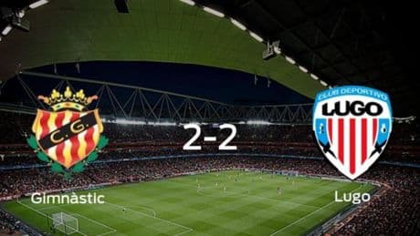 El Gimnàstic Tarragona y el Lugo empatan 2-2 y se reparten los puntos