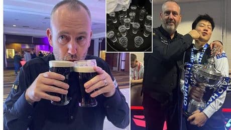 Snooker star Mark Williams, 50, hits the bar with pints and shots after losing controversial World Championship final against scandal-hit Zhao Xintong