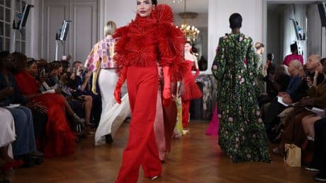 Ayissi fuses African tradition and Parisian craft with bold flower forms at fall couture show