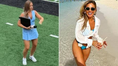 Stunning ESPN reporter goes viral after being caught dancing on the sideline seconds before going live on TV