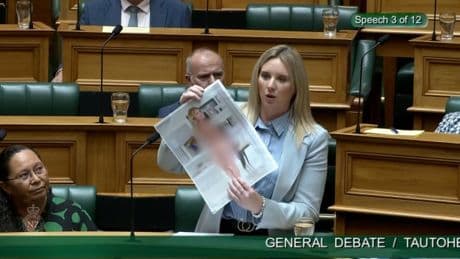 MP holds up a naked photo of herself in parliament to prove an important point