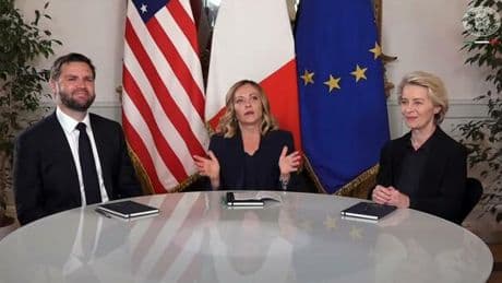 Vance e Ursula al tavolo con Meloni: «Giorgia è il ponte tra Usa e Ue»