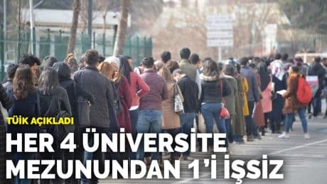 Her 4 üniversite mezunundan 1'i işsiz