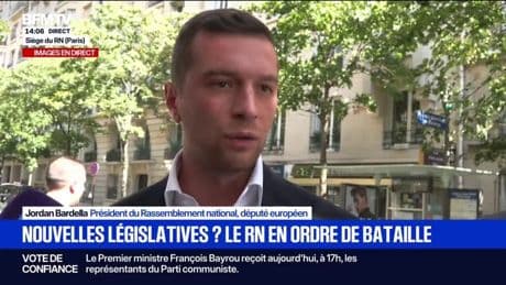 Vote de confiance: "Il peut y avoir de potentielles élections législatives", estime Jordan Bardella