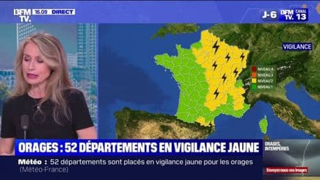 Orages: 52 départements sont en vigilance jaune