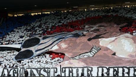 Rangers slam fans over 'rebel scum' Graeme Souness shotgun tifo as Ibrox chiefs vow to hunt down bottle thrower