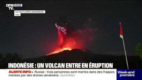 Indonésie: les images du mont Lewotobi Laki-Laki, entré en éruption