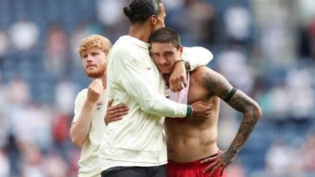 Liverpool players fight back tears during touching Diogo Jota moment with supporters