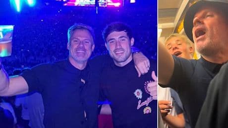 Jamie Carragher looks worse for wear as Sky Sports pundit belts out Oasis songs on the tube with fans after Wembley gig