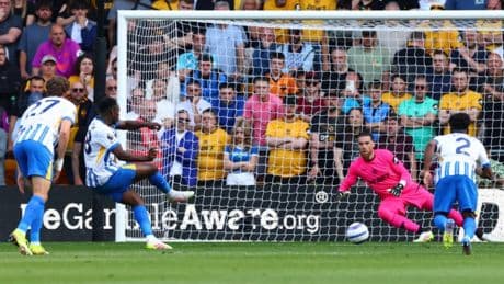 Wolves 0 Brighton 2: Brajan Gruda fights back tears after doubling Seagulls’ lead at Molineux