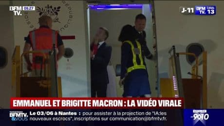 "Un moment de décompression et de complicité": L'Élysée désamorce l'image d'un coup de Brigitte Macron sur le visage d'Emmanuel Macron à la descente de leur avion au Vietnam