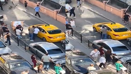 Taksi şoförüne saldırı: Silah çekip yumrukladı
