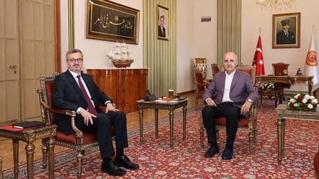 TBMM Başkanı Kurtulmuş, İletişim Başkanı Duran'ı kabul etti