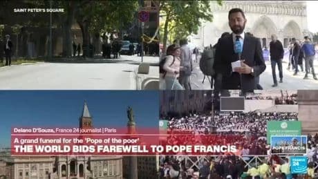 Faithful at Notre-Dame de Paris during the Pope's funeral
