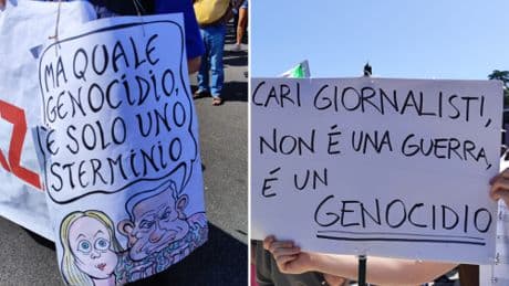 "Bella Ciao" e slogan anti Meloni e pro Pal. La solita sinistra in piazza