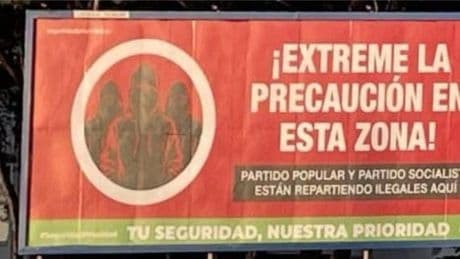 Polémica en Huesca por una valla publicitaria de Vox contra la inmigración