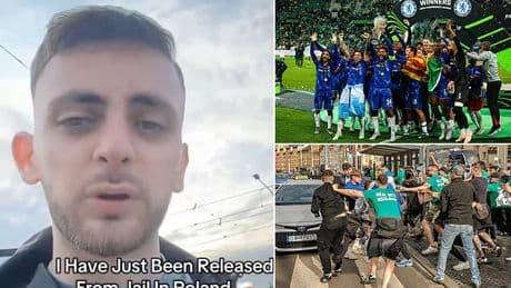 Chelsea fan claims he spent FIVE DAYS in Polish jail after being arrested in Wroclaw following violent clashes with Real Betis fans before Conference League final