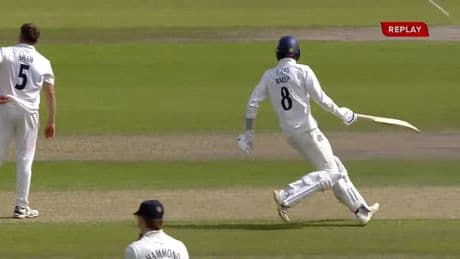 ‘I wonder if that’s has to be reported’ – Moment cricketer drops his PHONE while taking a run leaves commentator stunned
