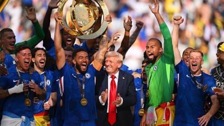 Donald Trump crashes Chelsea’s trophy celebrations as they lift the Club World Cup