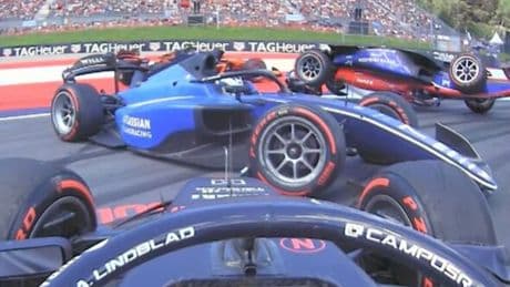 Red Bull prodigy Arvid Lindblad caught up in scary F2 crash as car left upside down