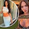 Phoebe Tomlinson, 21, poses in a skimpy bikini as she marks one year since having her boob job and reveals she feels 'so confident' after surgery
