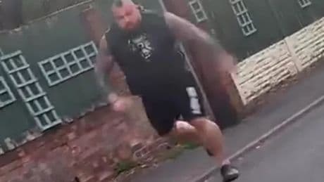 Strongman Eddie Hall chases down cars screaming 'I'll twist your f****** head off'