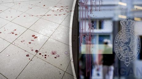 Kamergebouw besmeurd met rode vloeistof tijdens Gaza-debat