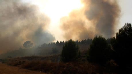 Confinadas 600 personas en dos balnearios de Albacete por un incendio forestal