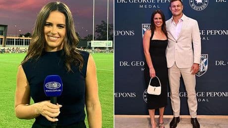 Danika Mason tells footy reporter to read out his search history after he admitted his social media feed was FLOODED with stories about her