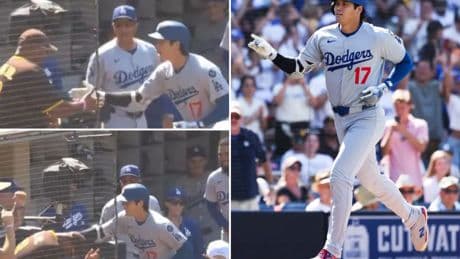 Dodgers’ Shohei Ohtani gets hilarious revenge on heckling Padres fan after home run