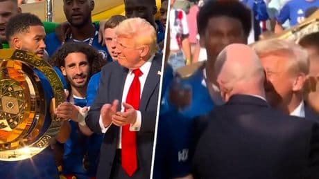 Zien: Donald Trump weggeduwd tijdens huldiging WK-finale