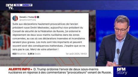 Donald Trump ordonne l'envoi de deux sous-marins nucléaires après des propos qu'il juge "provocateurs" de la Russie