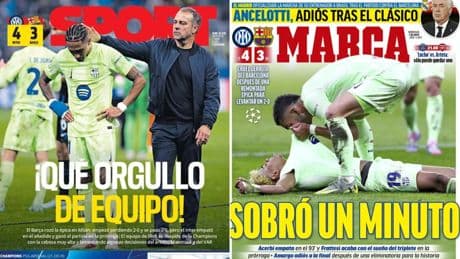 &quot;Adiós épico&quot;, &quot;Por muy poco&quot;... Las portadas de la dramática eliminación del Barcelona