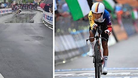 Ooggetuigen houden adem in: zo zwaar kwam Egan Bernal ten val tijdens spekgladde Giro-tijdrit