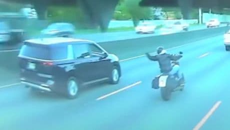 Terrifying moment 4×4 completely wipes out motorcyclist in shocking road rage hit & run caught on dashcam