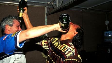 Inside wild 90s F1 parties from driver downing so much vodka ‘he almost died’ to Schumacher tearing his shirt off