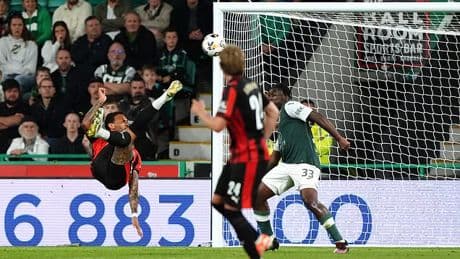 HIBERNIAN 1 MIDTJYLLAND 2 (aet): Danes deny Hibs with spectacular overhead-kick winner in the 119th minute of Easter Road thriller